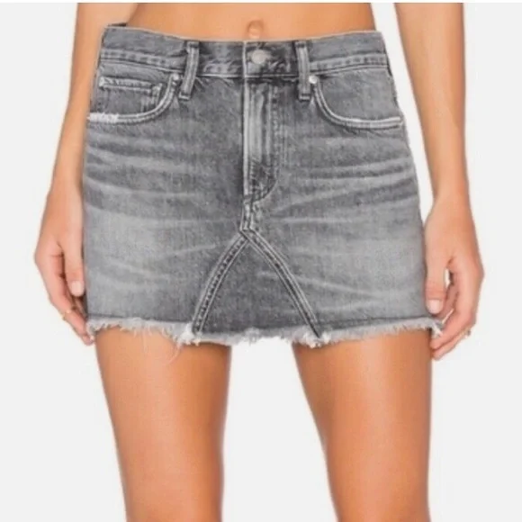 Agolde Jeanette Denim Mini Skirt Grey Size 26 - Picture 1 of 6